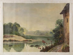 Pingchang Zhang Paesaggio Olio Originale Su Tela "Veduta del Lago"