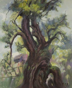 Pingchang Zhang Landscape Original Oil On Canvas "Tree"