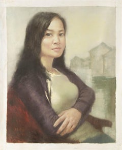 Pingchang Zhang Portrait Original Oil On Canvas "Her"