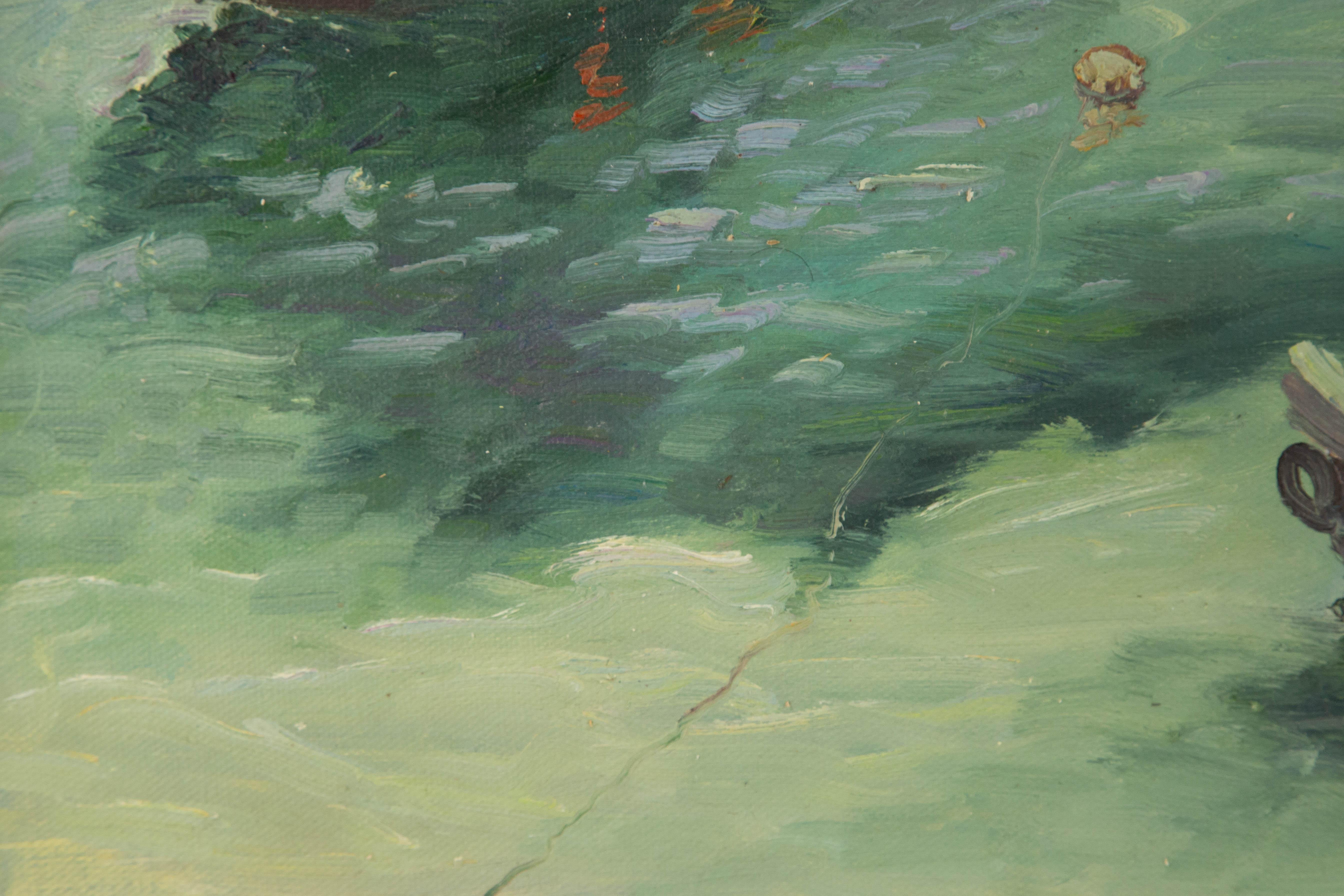 Pingchang Zhang Wasserlandschaft Original Öl auf Leinwand 