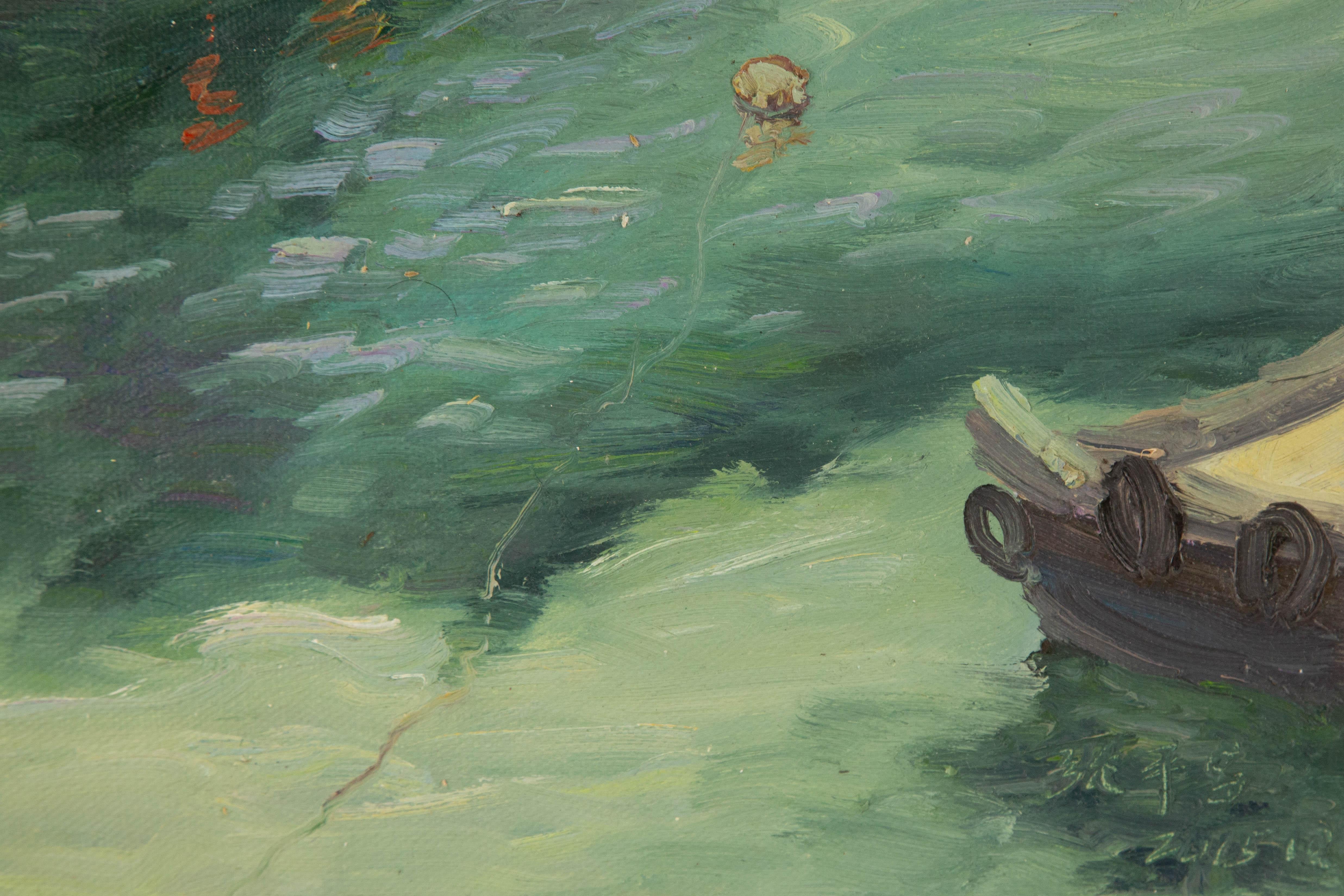 Pingchang Zhang Wasserlandschaft Original Öl auf Leinwand 