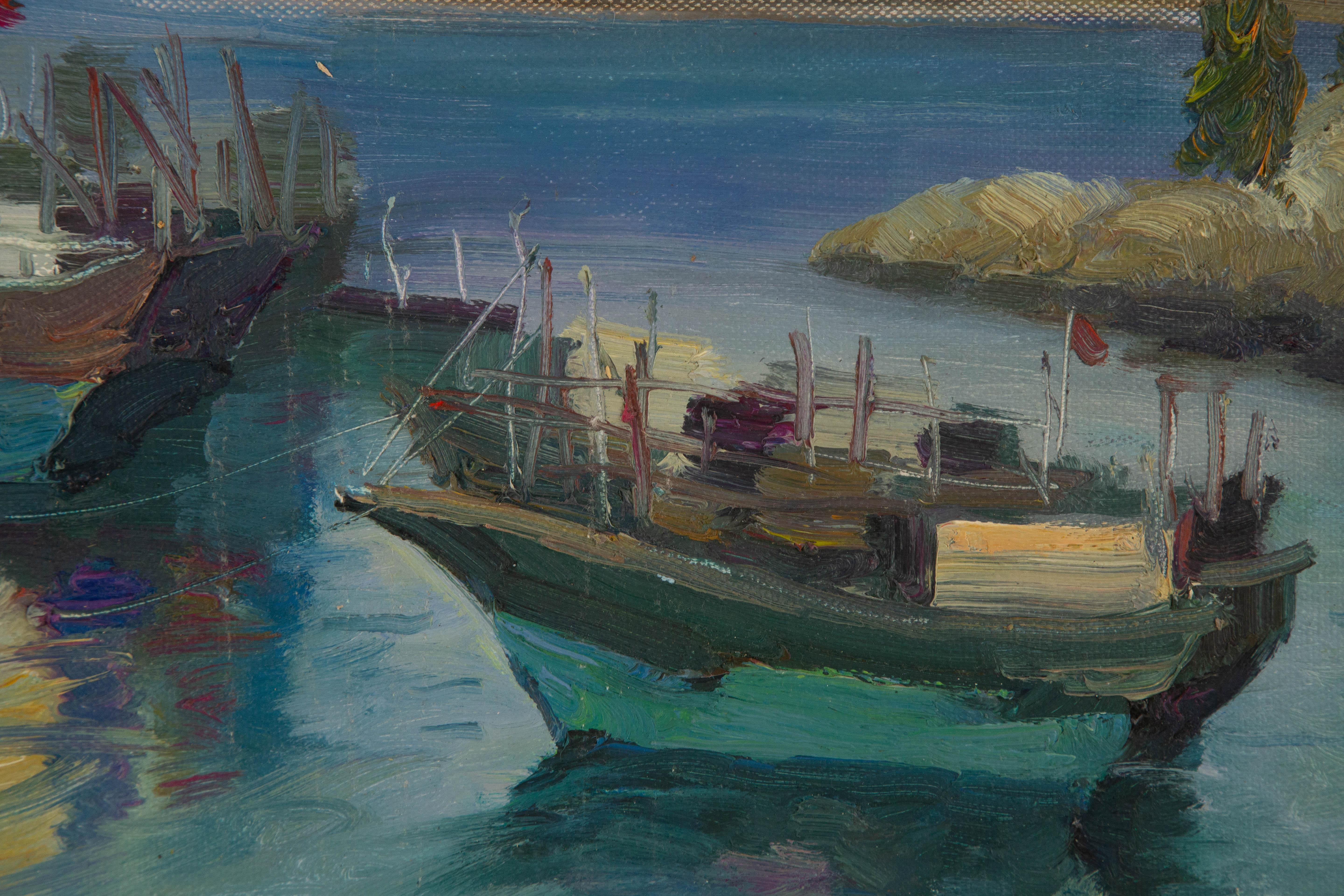 Pingchang Zhang Wasserlandschaft Original Öl auf Leinwand 