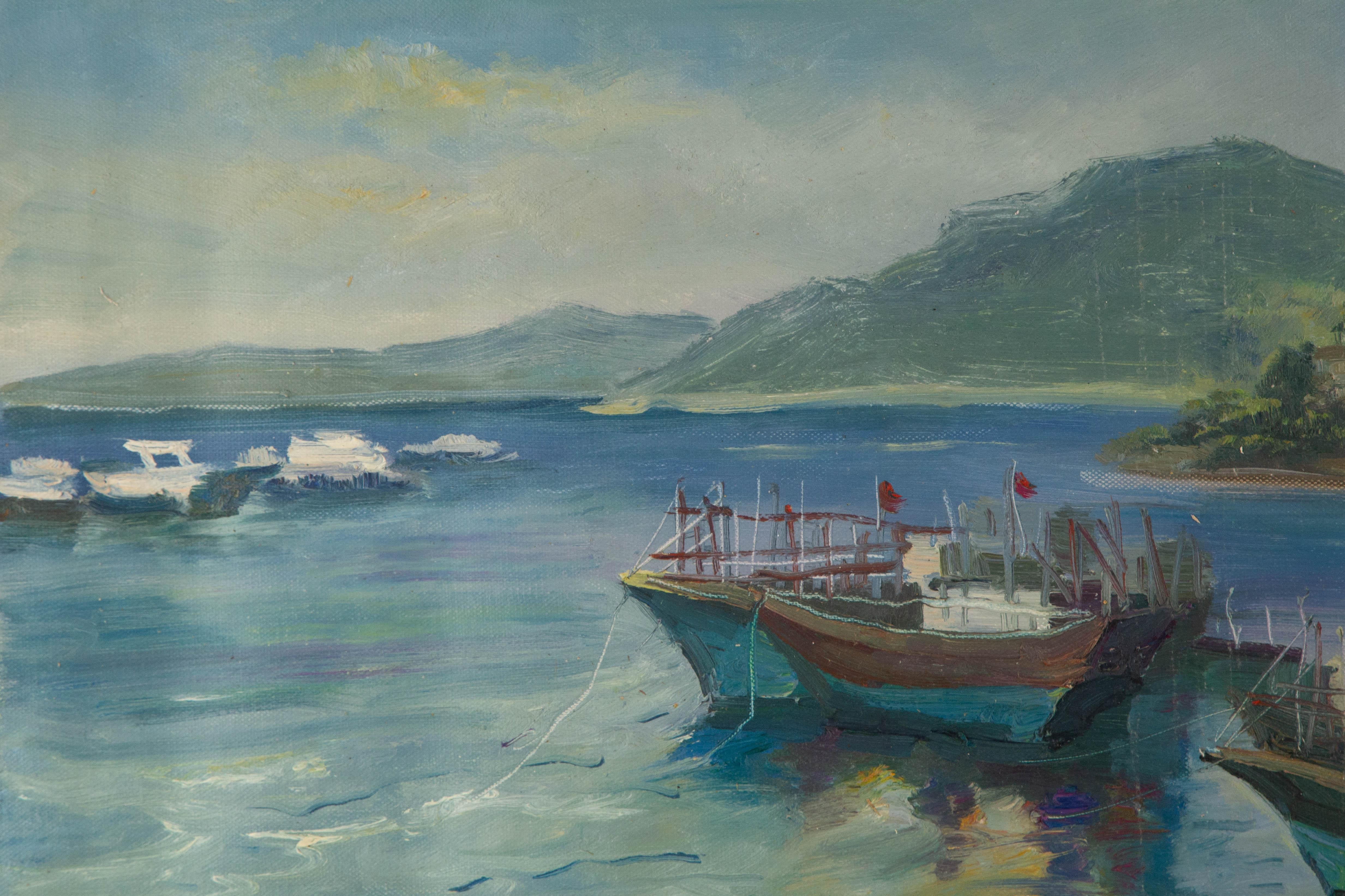 Pingchang Zhang Wasserlandschaft Original Öl auf Leinwand 