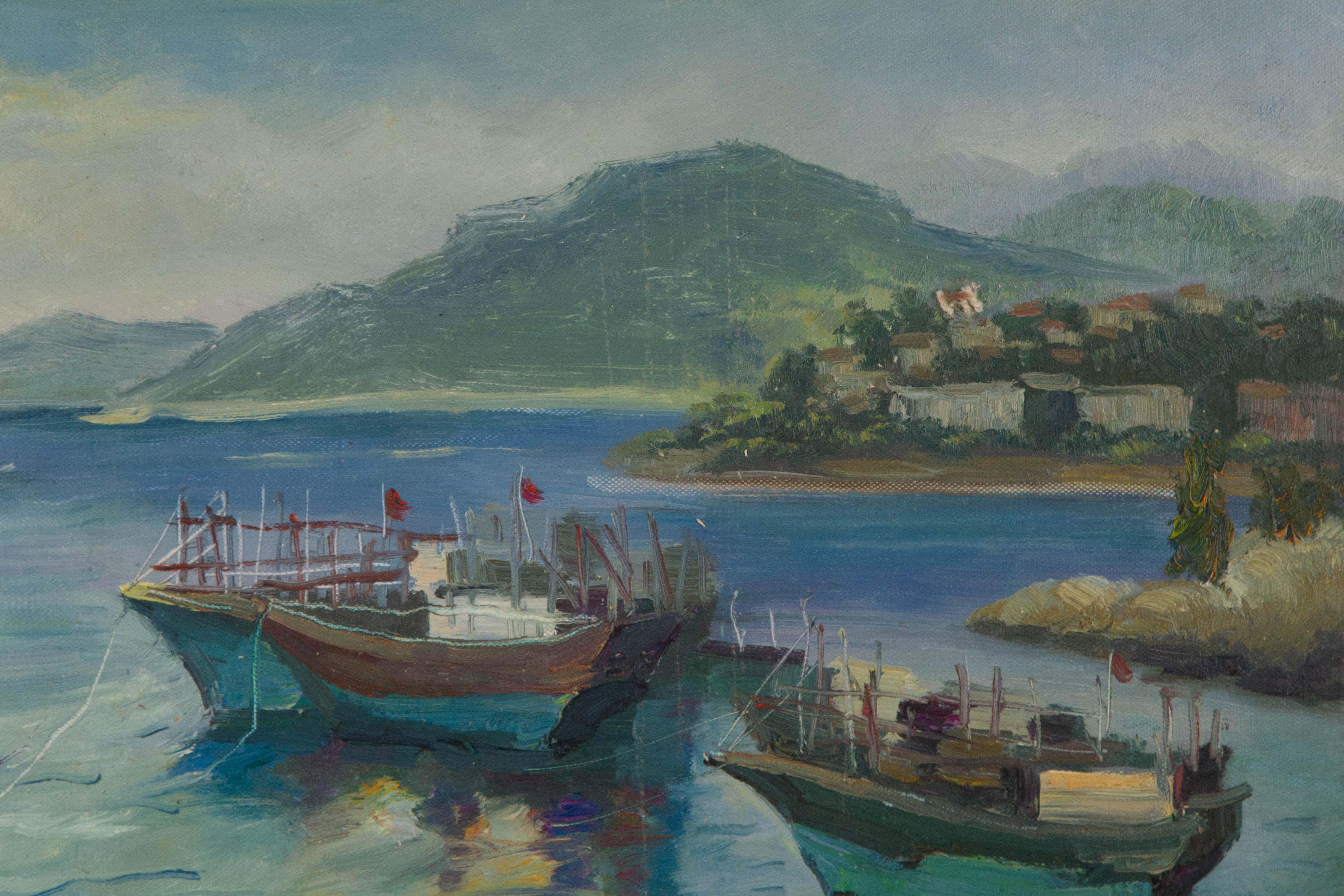 Pingchang Zhang Wasserlandschaft Original Öl auf Leinwand 