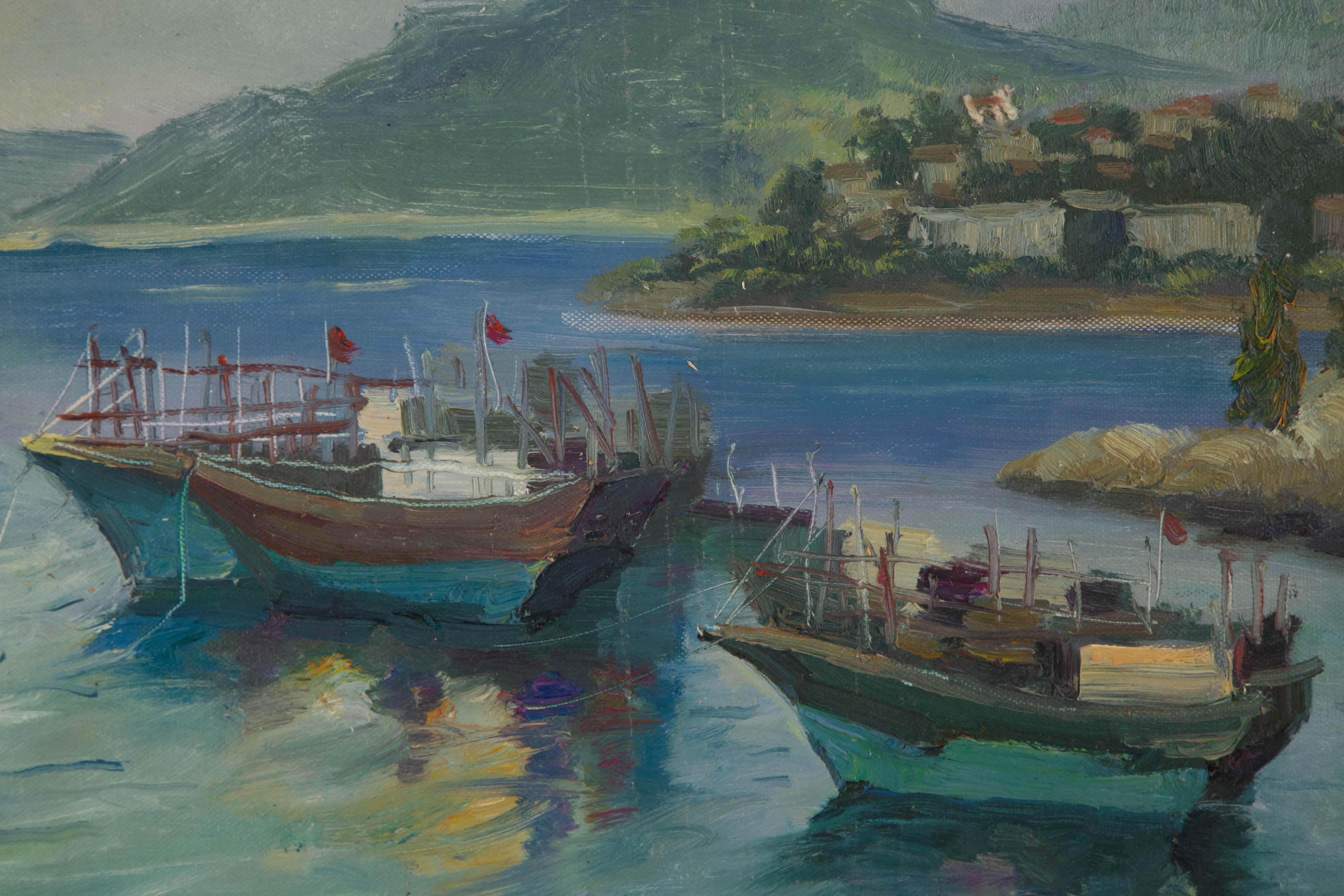 Pingchang Zhang Wasserlandschaft Original Öl auf Leinwand 