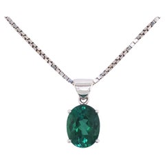Tourmaline and 18K White Gold Pendant (P12236n)