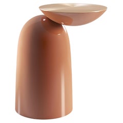 Pingu Contemporary Side Table in Lacquered and Metal Top