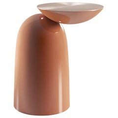 Pingu Contemporary Side Table in Lacquered and Metal Top