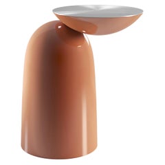 Pingu Contemporary Side Table in Lacquered and Metal Top
