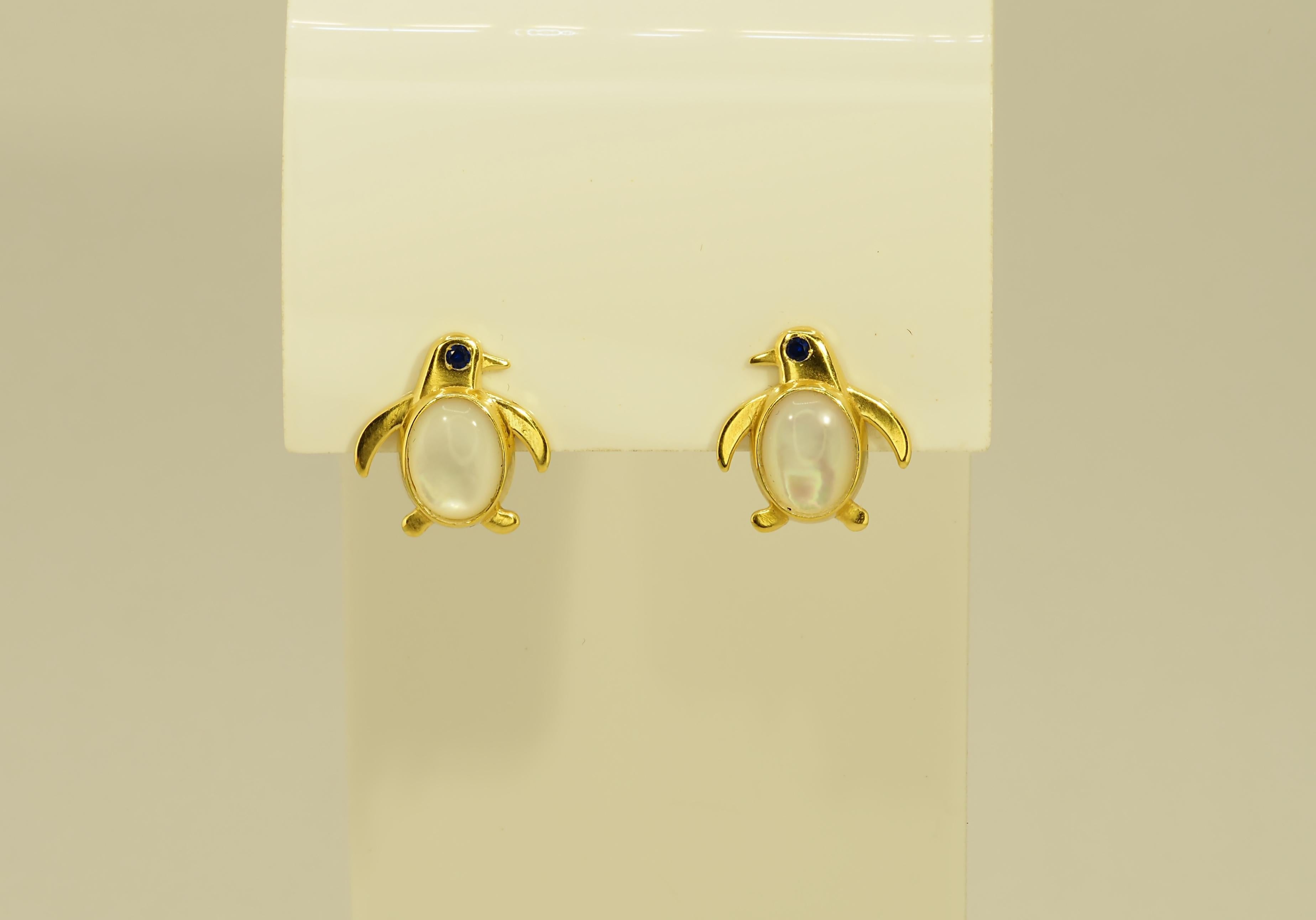 Orecchini con perno in oro 14k Pinguin In condizioni Nuovo in vendita a Istanbul, TR