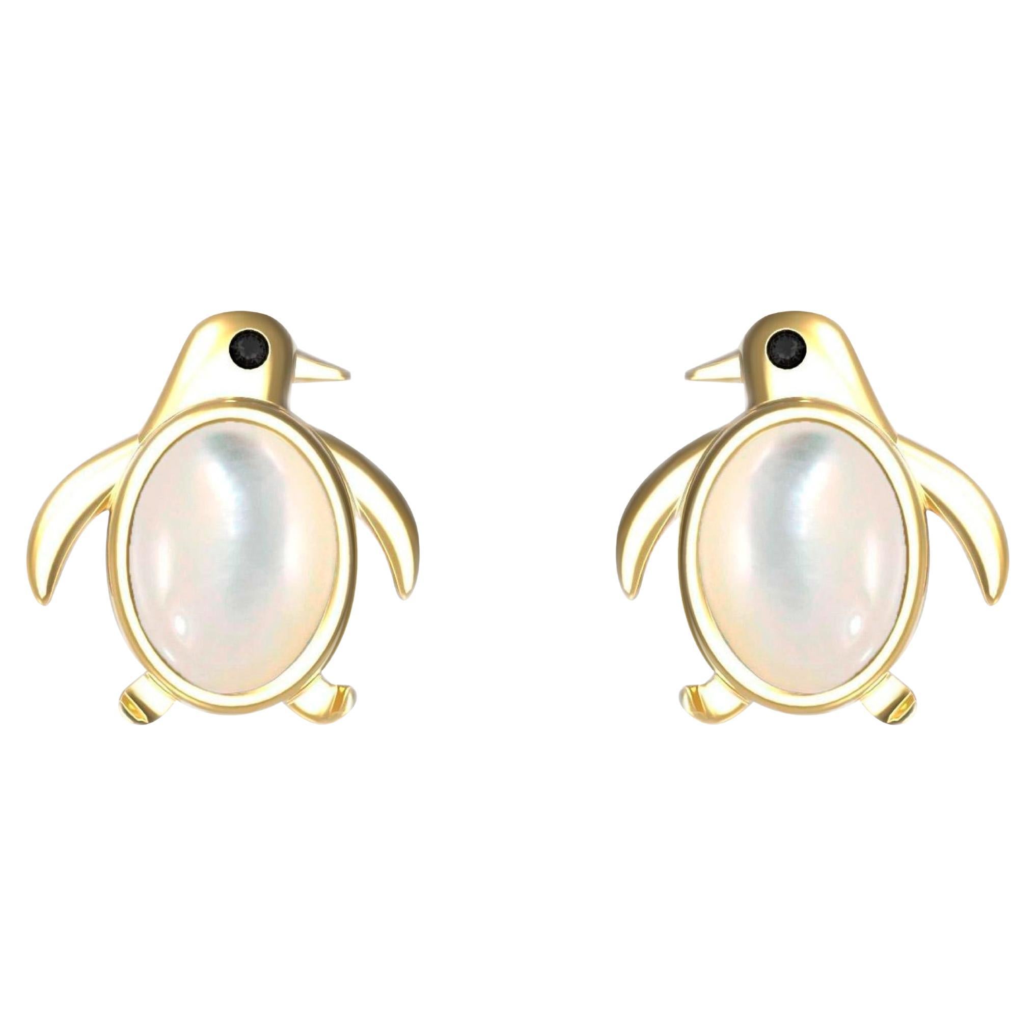 Pinguin 14k gold earrings studs