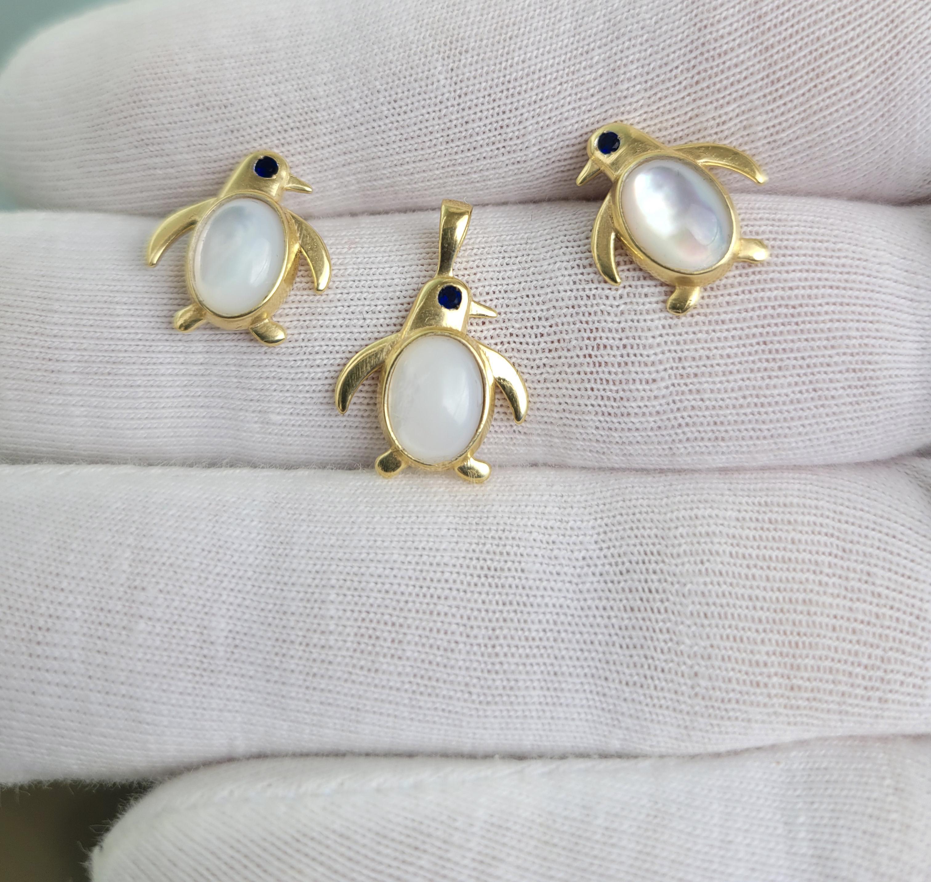 Ciondolo Pinguino in oro 14k in vendita 1
