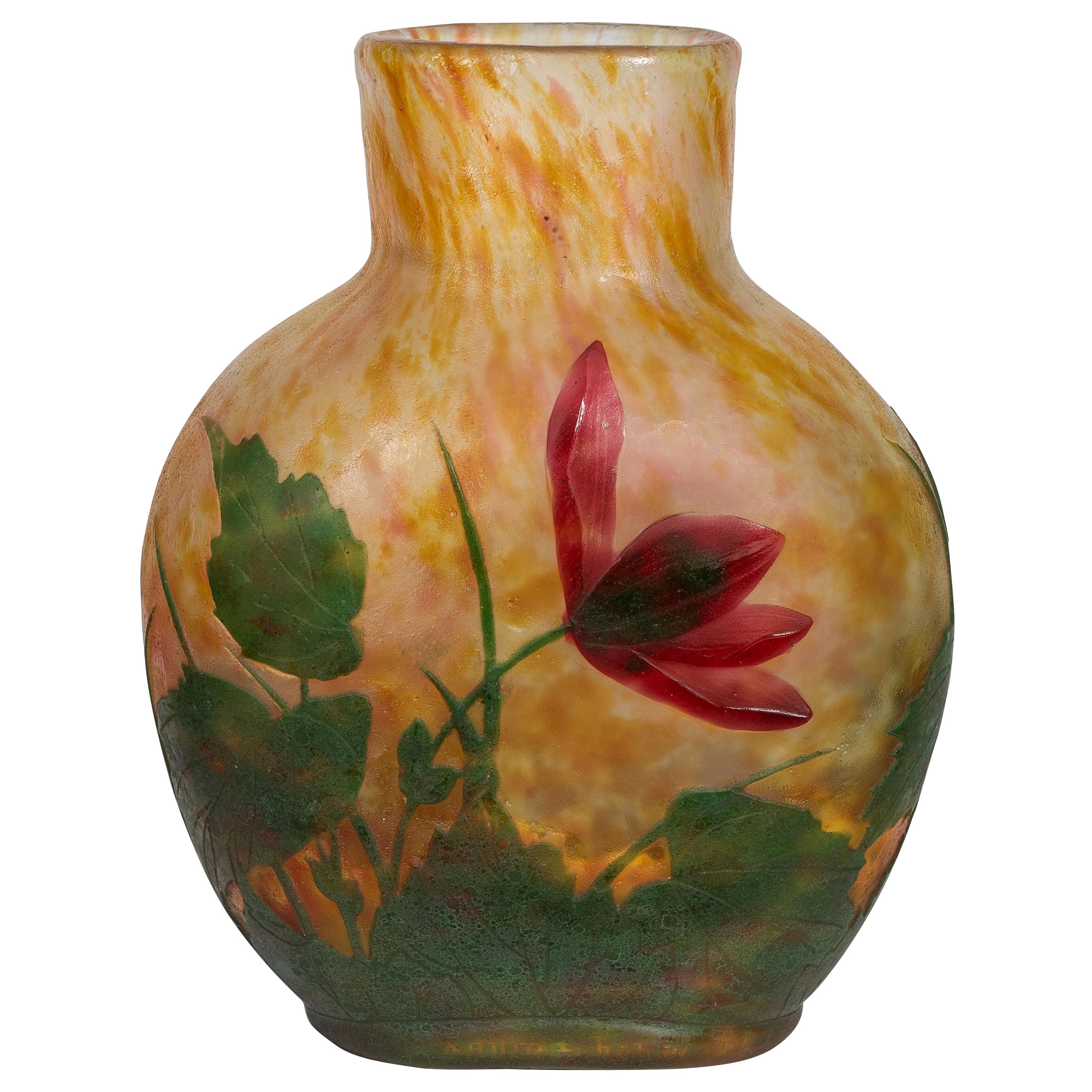 Pinhas Collection a Fine Daum Nancy Wheel-Carved Cameo Glass Vase