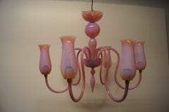Pink 1950s Murano Glass Chandelier