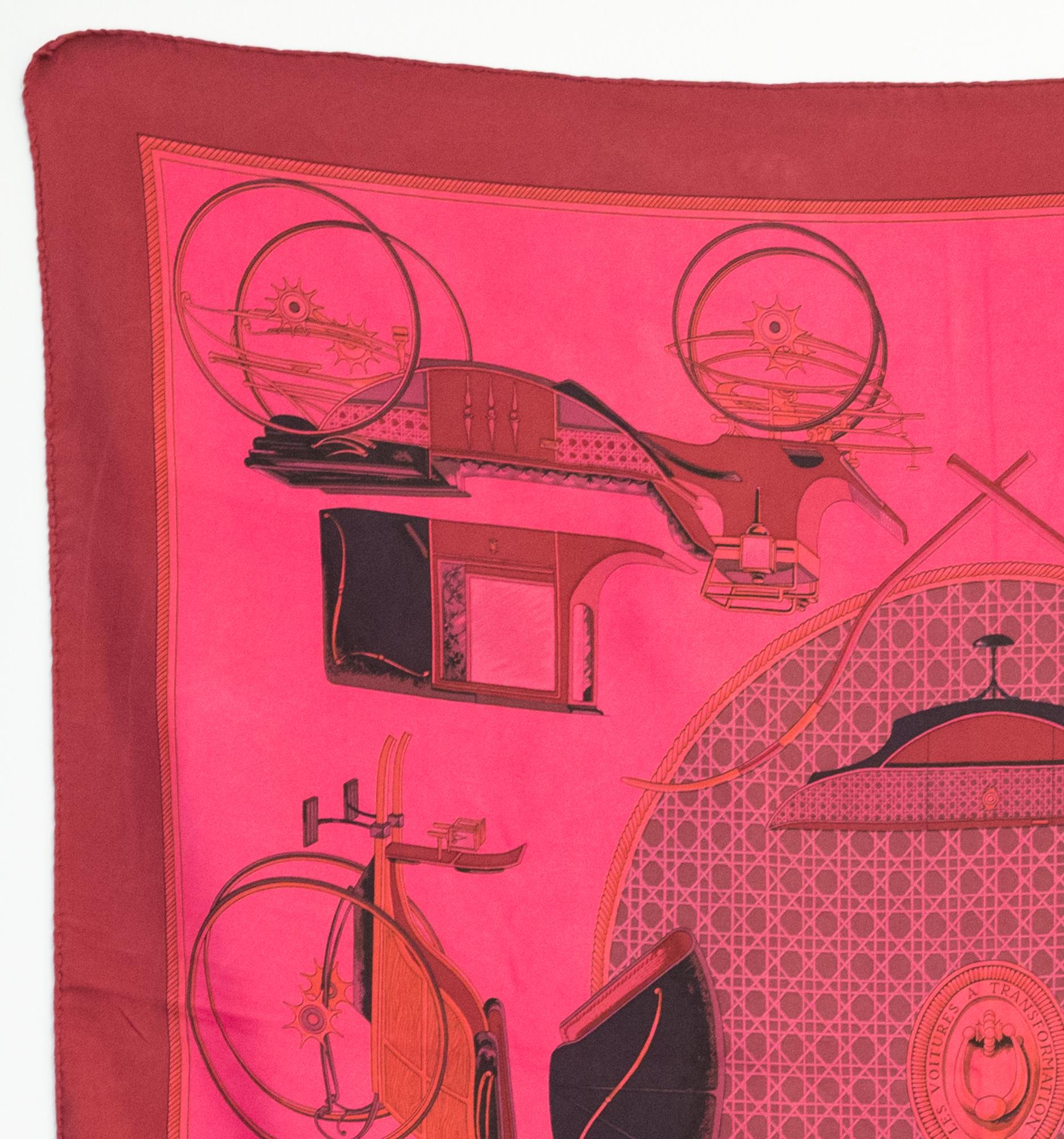 Rare Hermes pink silk scarf 