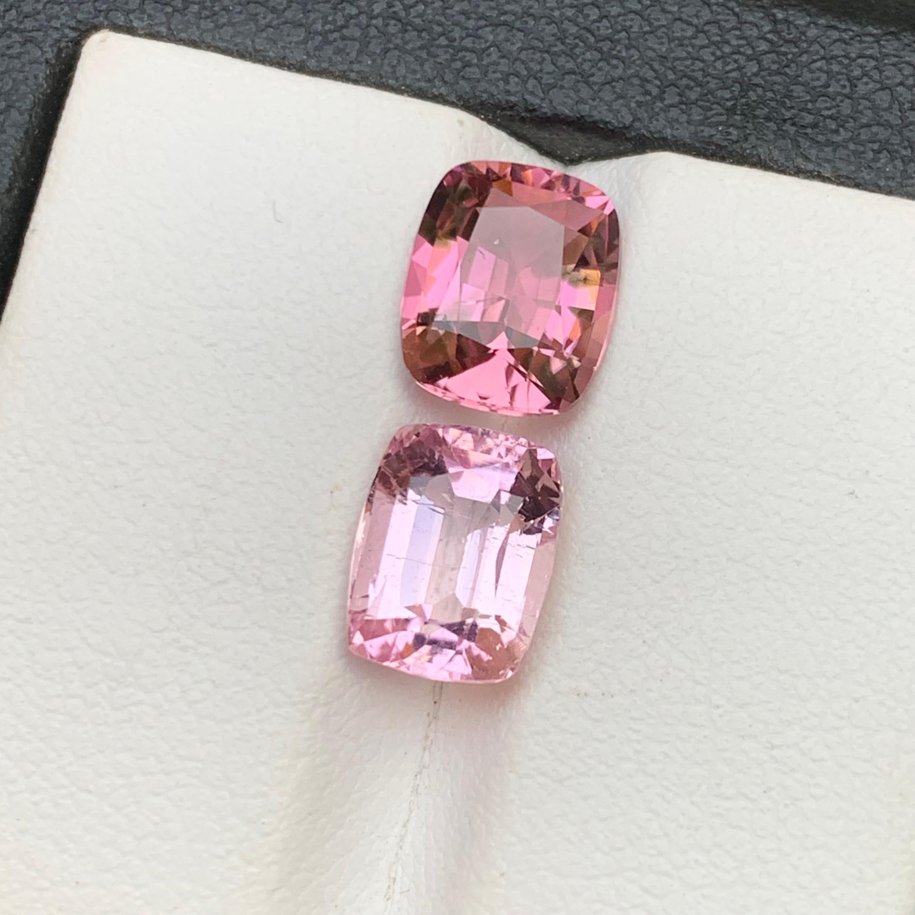 Pink & a Baby Pink Natural Tourmaline Loose Gemstones 5 Ct Cushion Cut-Jewelry For Sale 5