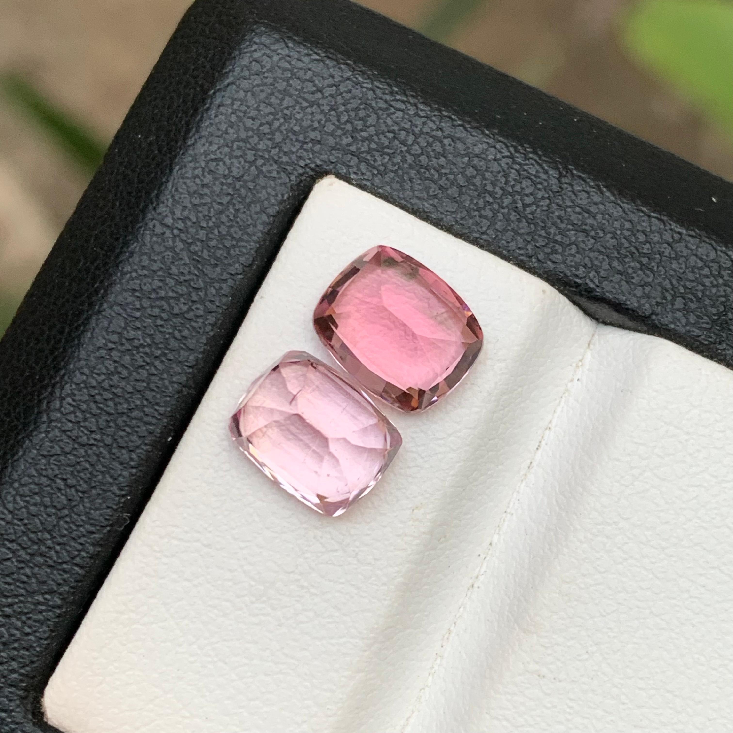 Pink & a Baby Pink Natural Tourmaline Loose Gemstones 5 Ct Cushion Cut-Jewelry For Sale 1