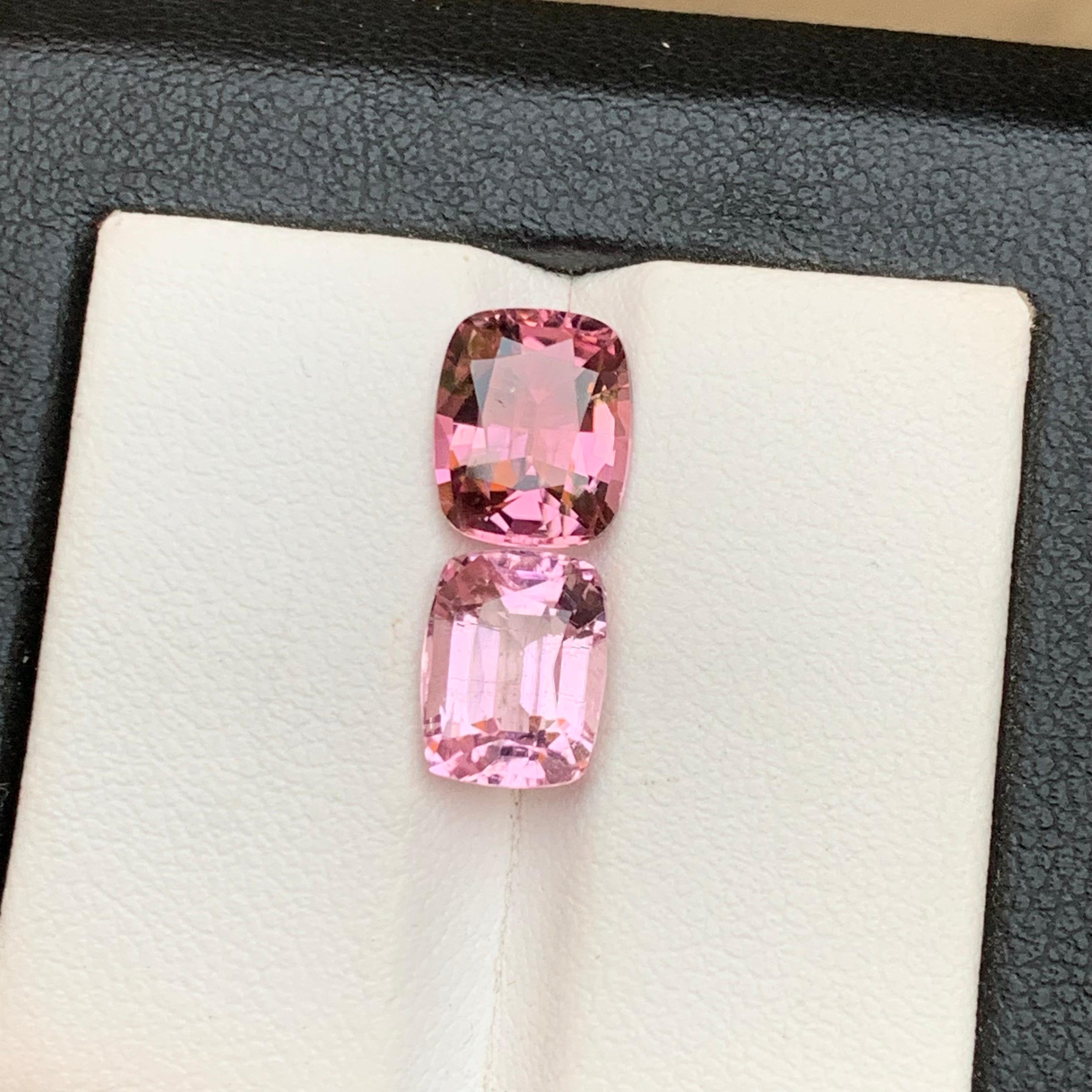 Pink & a Baby Pink Natural Tourmaline Loose Gemstones 5 Ct Cushion Cut-Jewelry For Sale 2