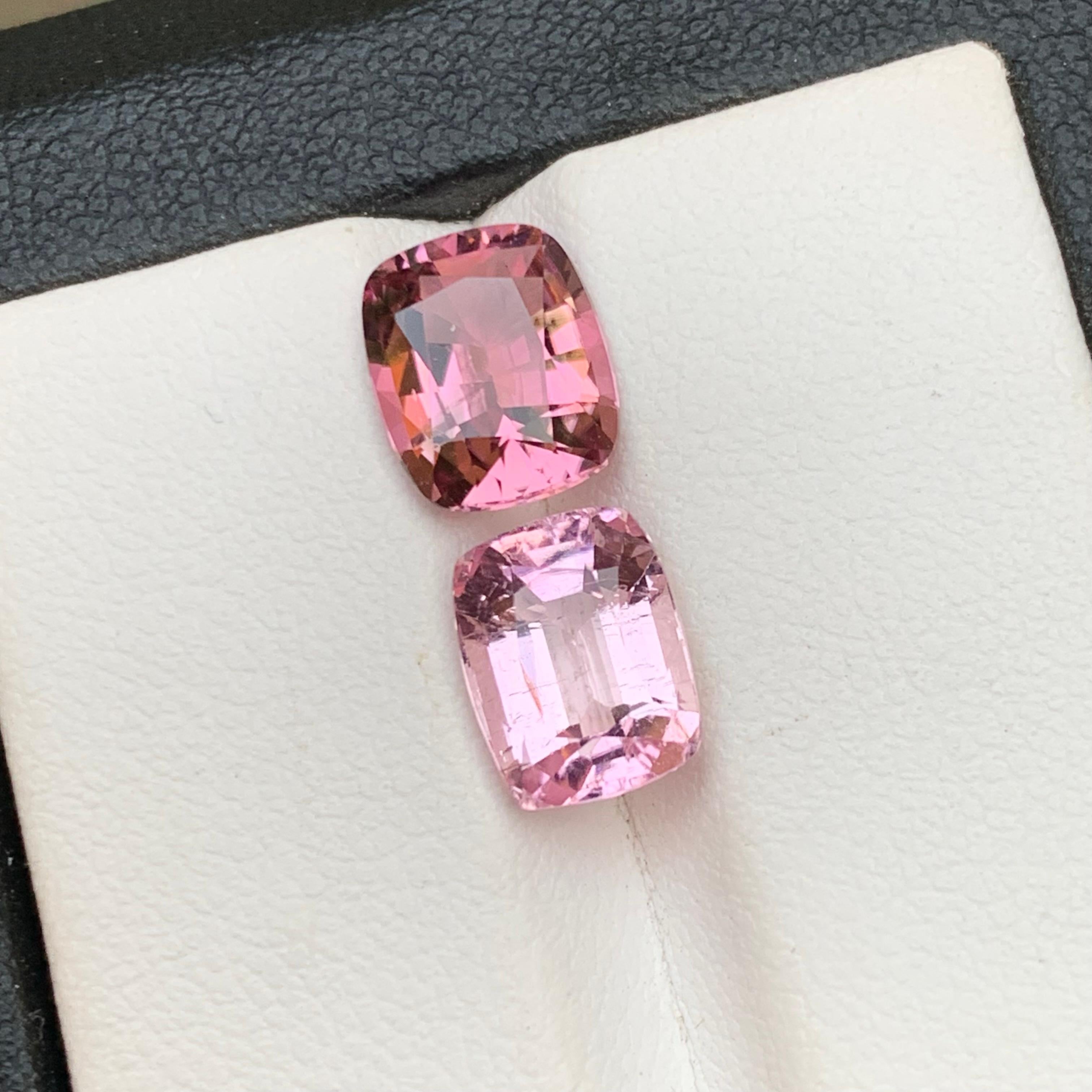Pink & a Baby Pink Natural Tourmaline Loose Gemstones 5 Ct Cushion Cut-Jewelry For Sale 3