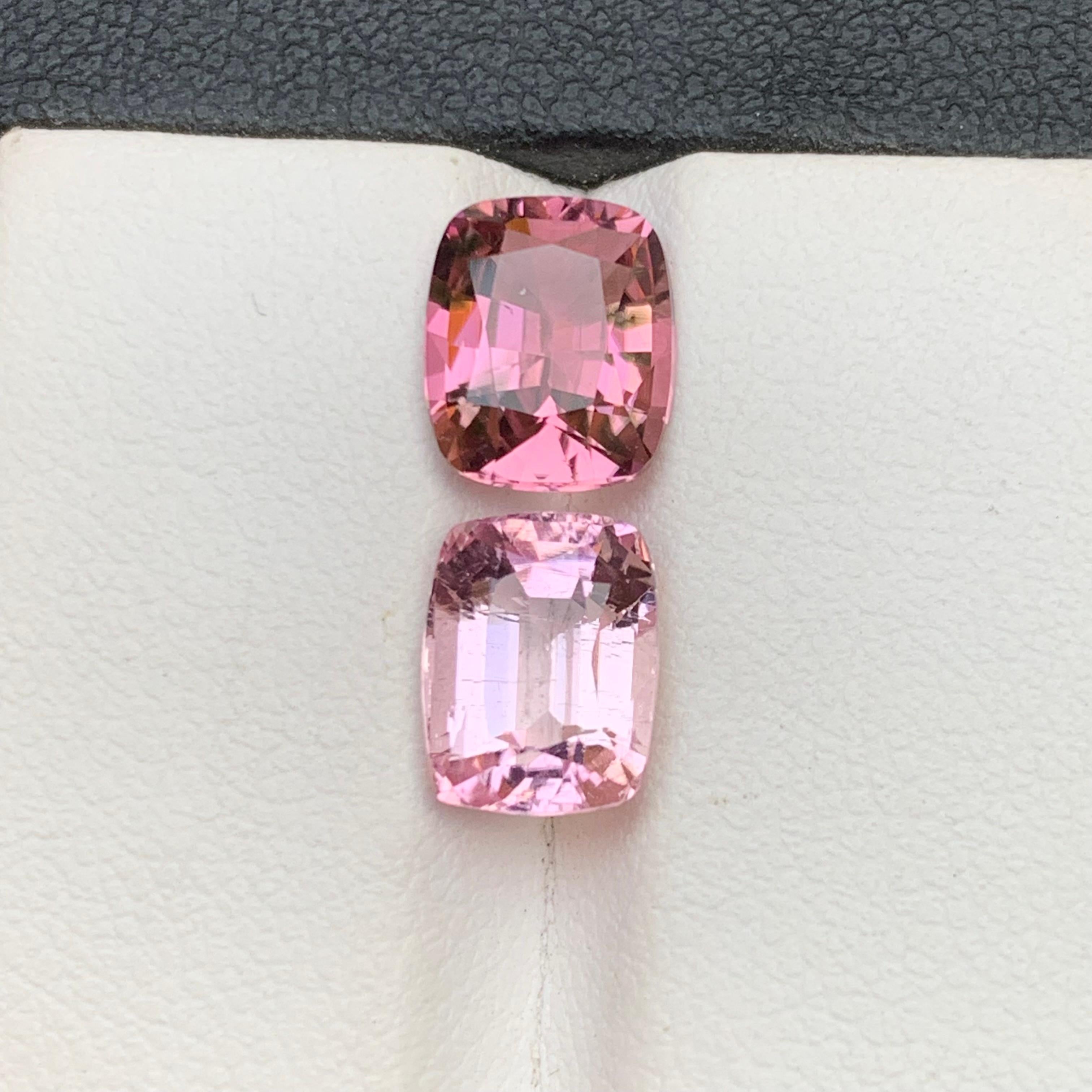 Pink & a Baby Pink Natural Tourmaline Loose Gemstones 5 Ct Cushion Cut-Jewelry For Sale 4