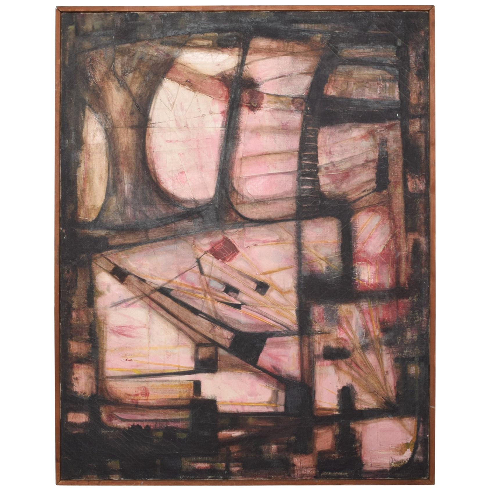 Pink Abstract Oil Painting by Miguel Alvarez Acosta Ambassador Mexican Modernism