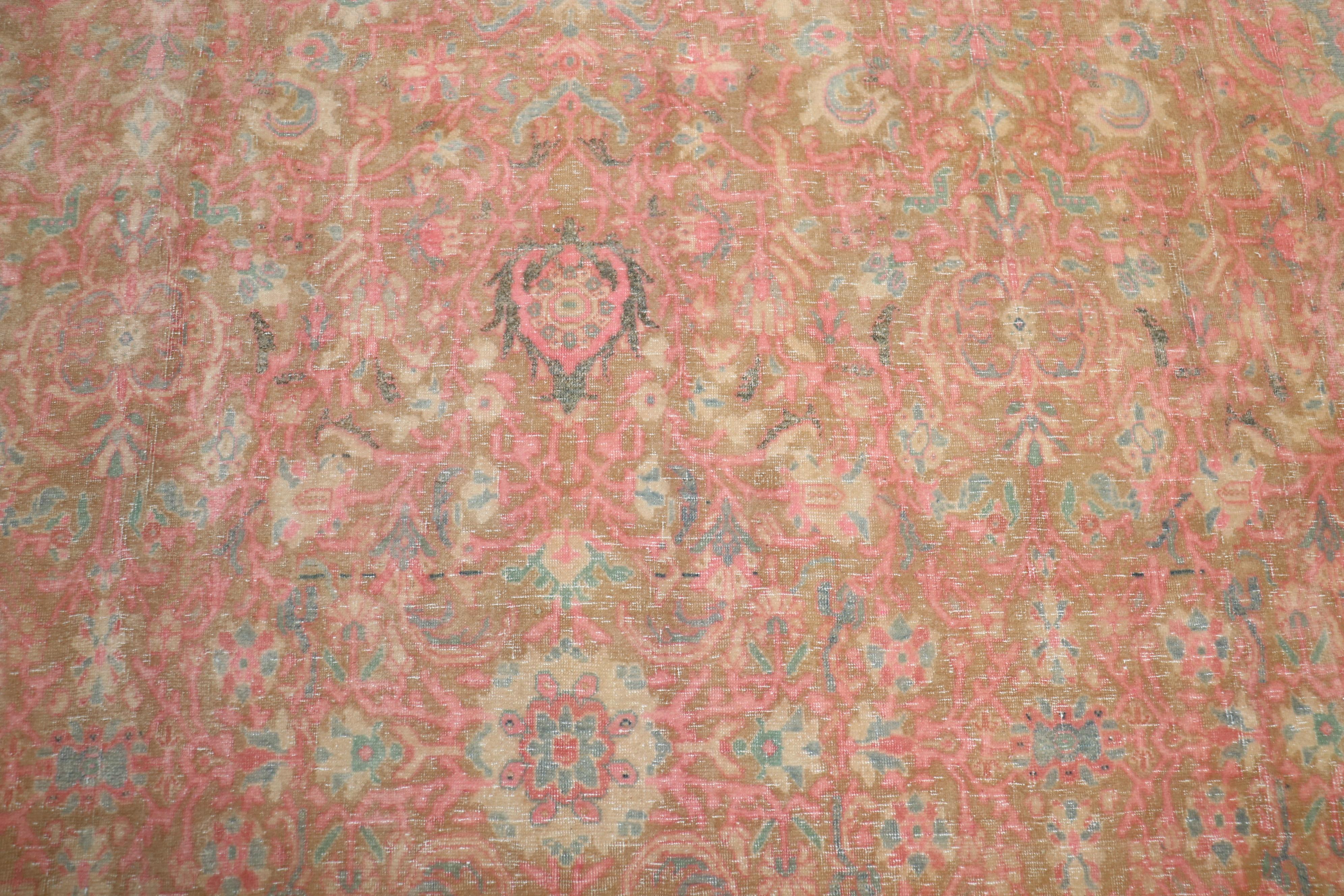 Pink Accent Antique Persian Bidjar Rug For Sale 3