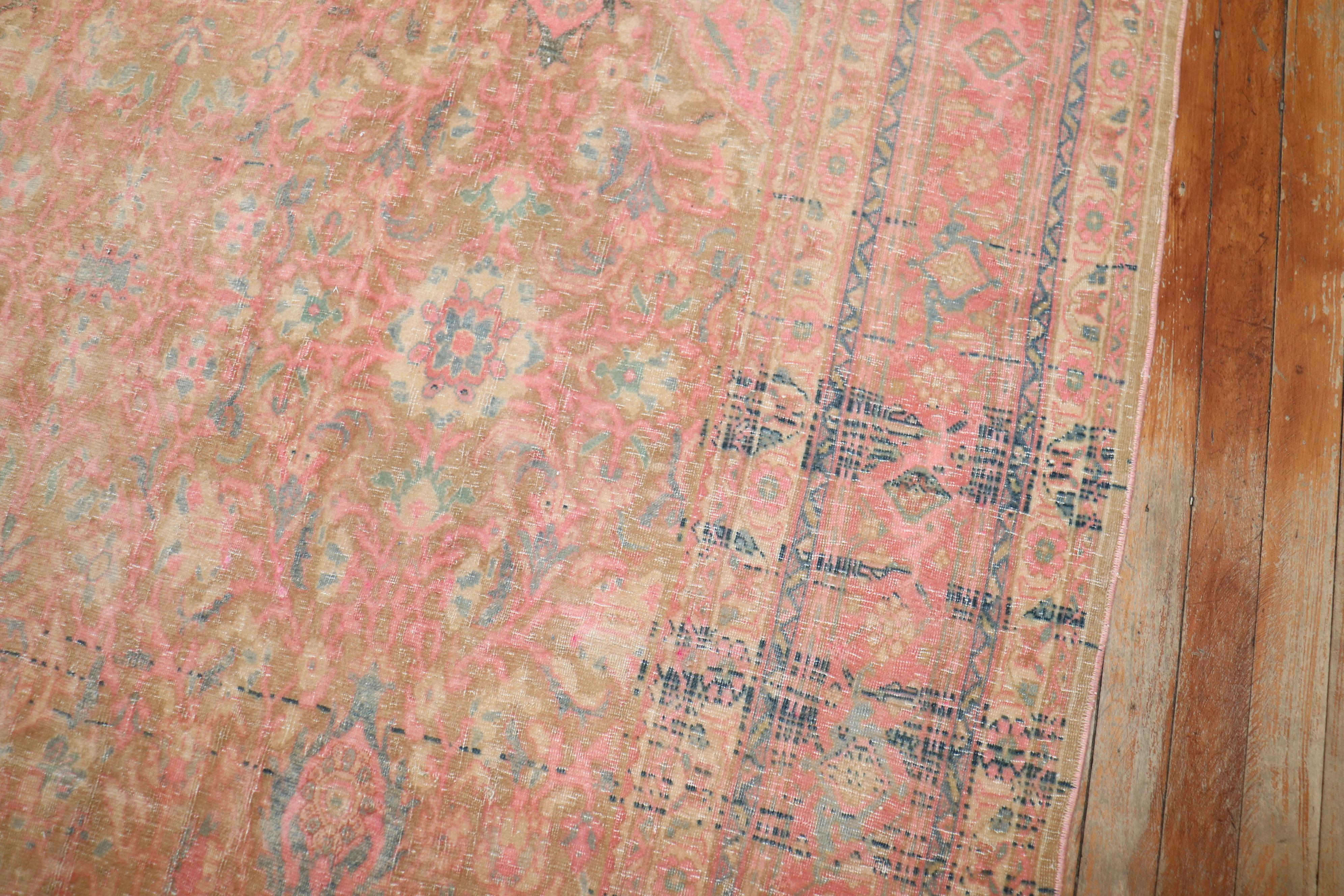 Pink Accent Antique Persian Bidjar Rug For Sale 7