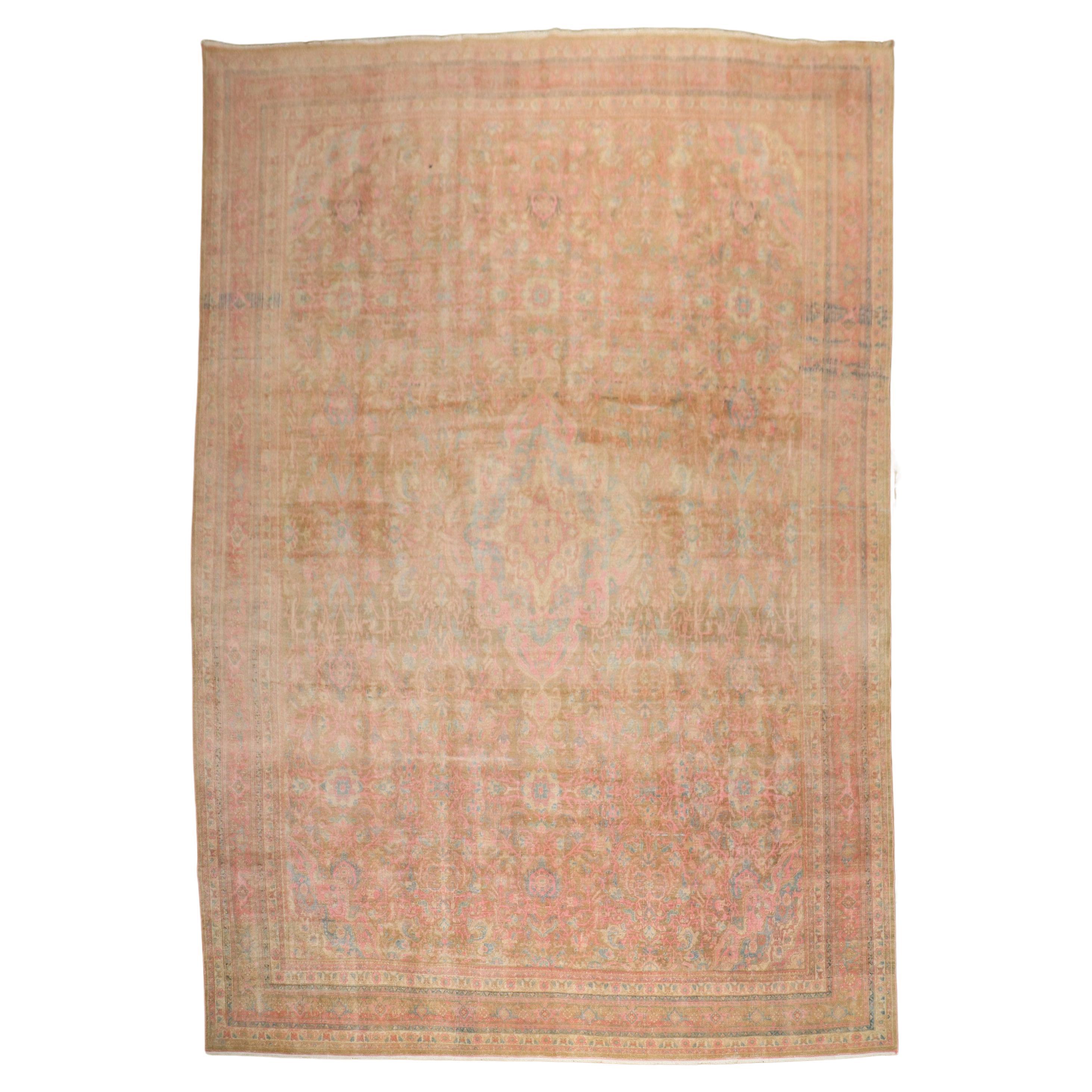 Pink Accent Antique Persian Bidjar Rug For Sale