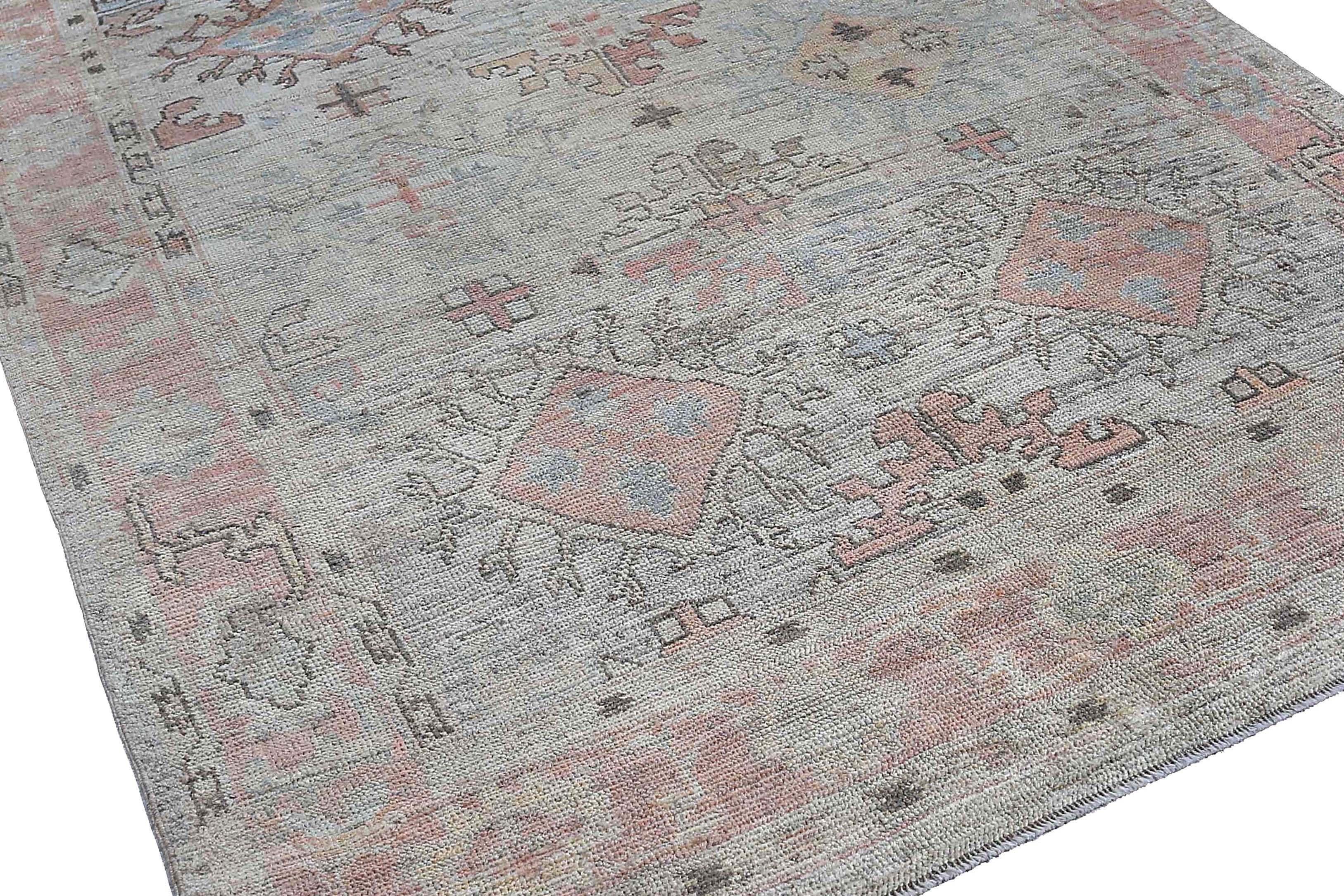 Afghanistan Oushak Area Rugs Circa 1990 - Wool Ivory Pink Design - 95491 For Sale 7