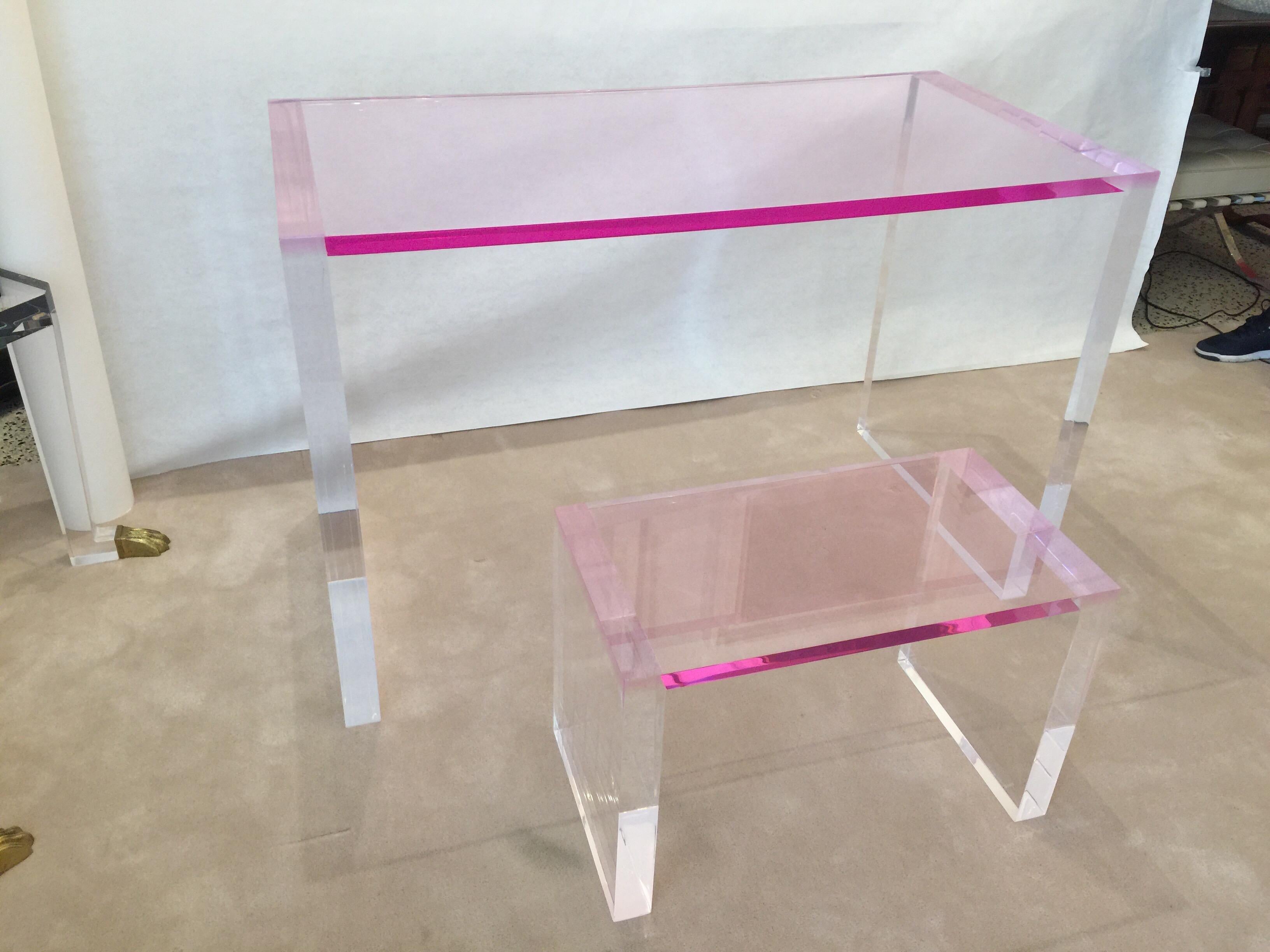 pink glass desk