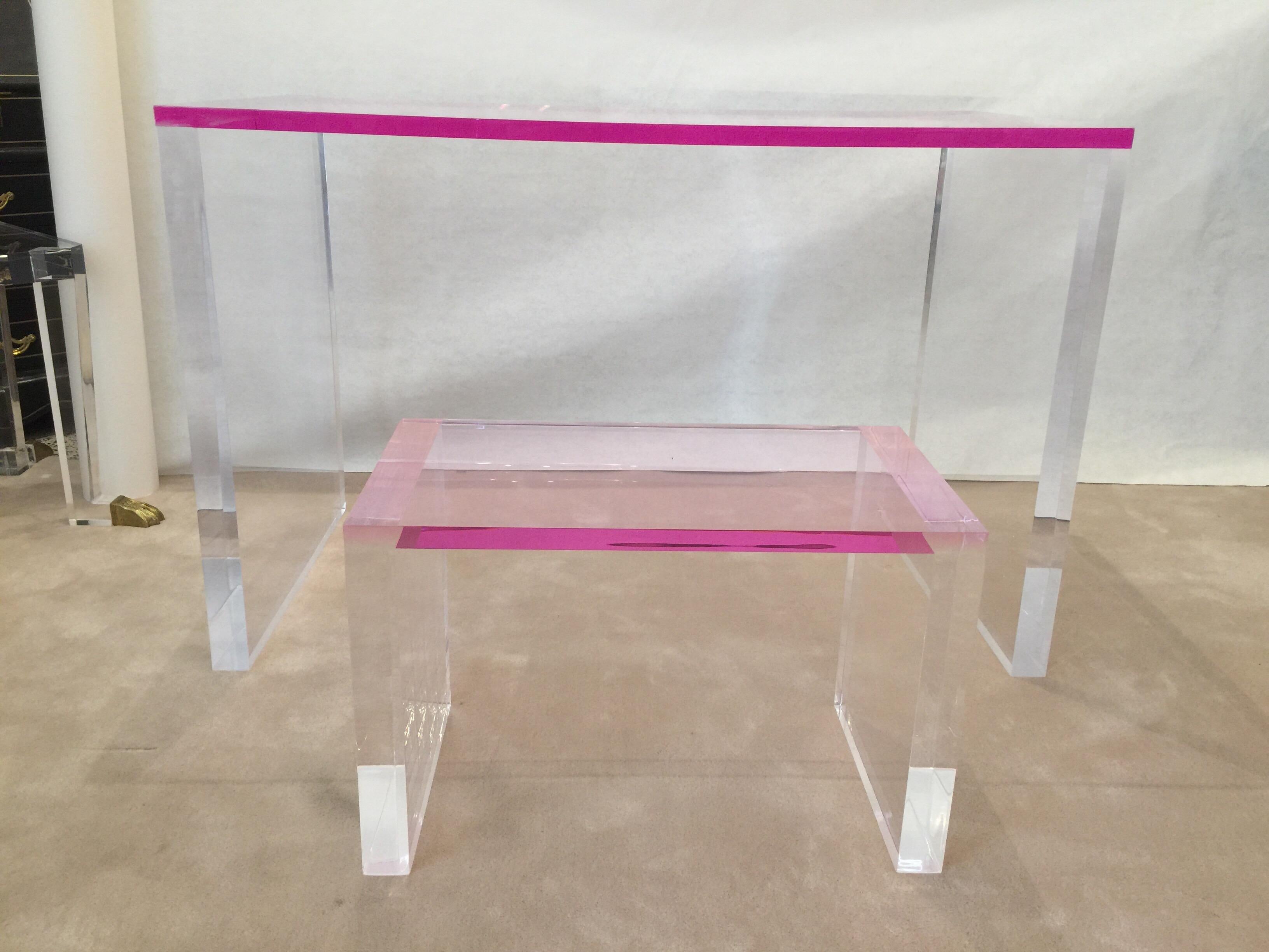 pink acrylic table