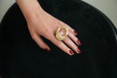 Pink Agate Cabochon Statement Cocktail Ring One-Of-a-Kind by the Artist