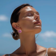 Pink Agate Peony Earrings II - By Bombyx House