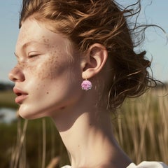 Pink Agate Peony Earrings II - By Bombyx House