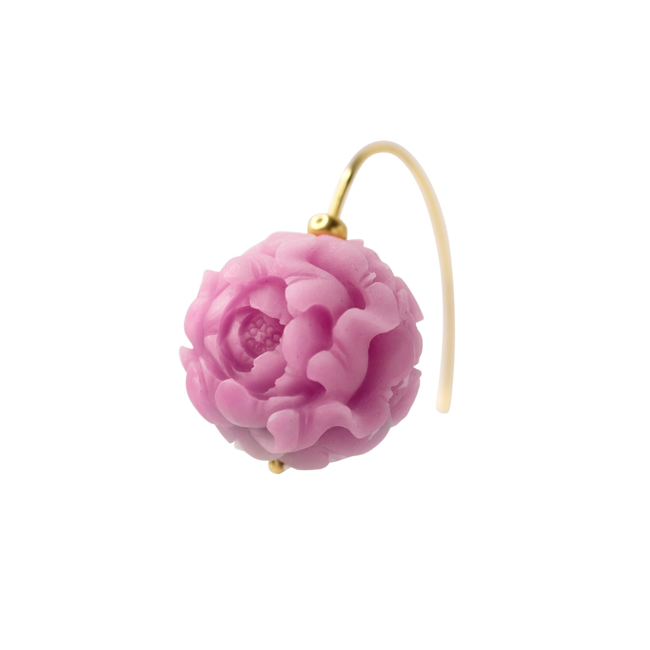 Pink Agate Peony Earrings II - By Bombyx House In New Condition In Westport, CT