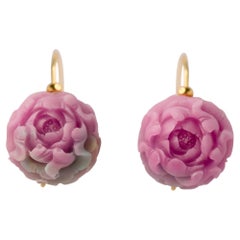 Pink Agate Peony Earrings II - By Bombyx House