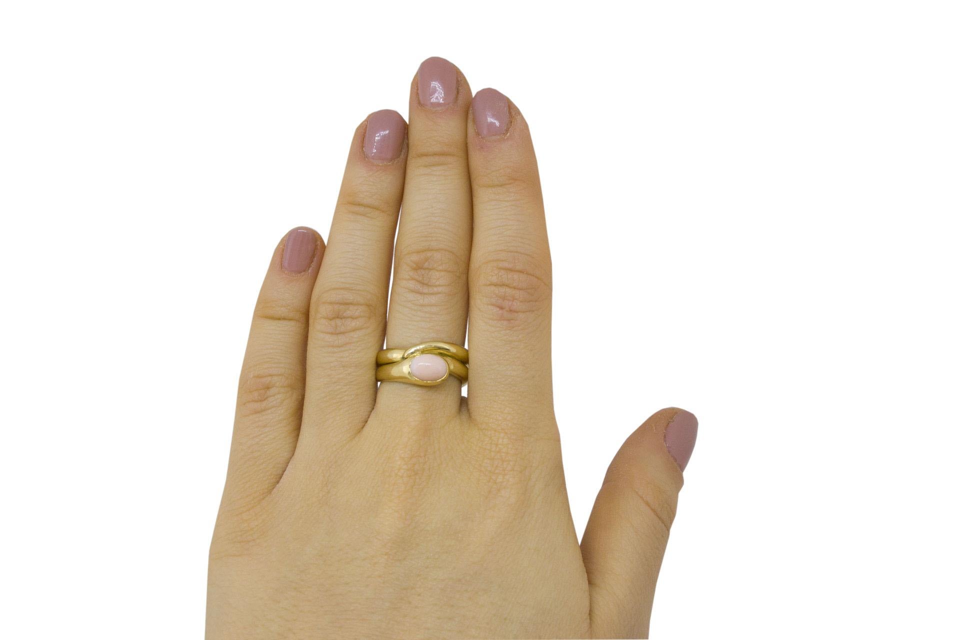 Women's Pink Coral Yellow Gold Ring For Sale
