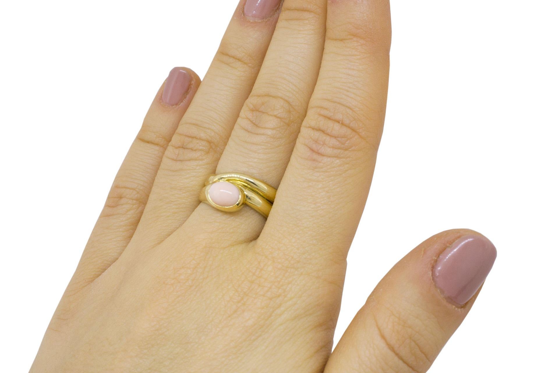 Pink Coral Yellow Gold Ring For Sale 1