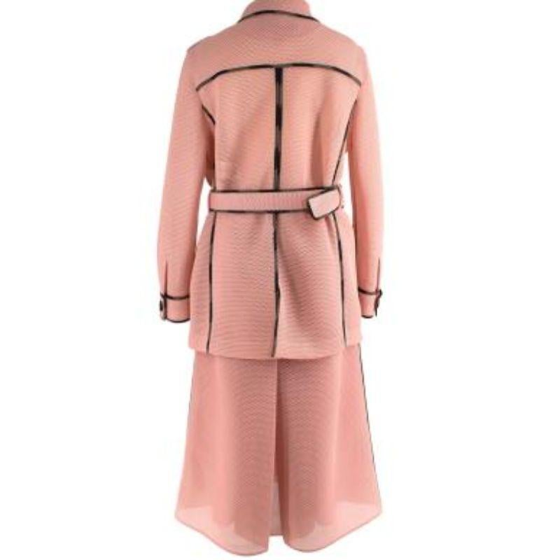 Beige Pink Airtex belted safari jacket & skirt For Sale