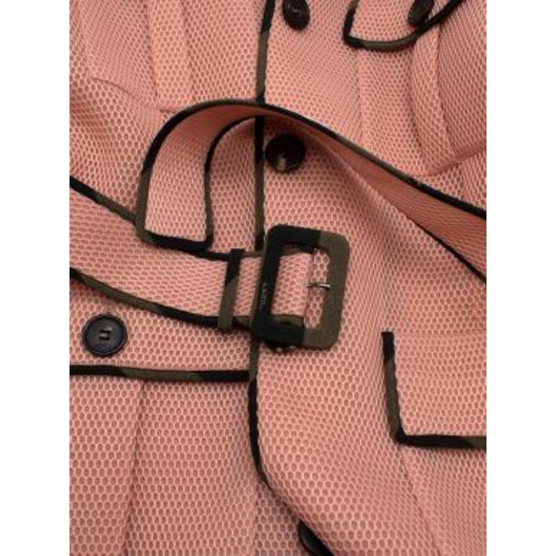 Pink Airtex belted safari jacket & skirt For Sale 2