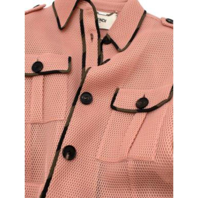 Pink Airtex belted safari jacket & skirt For Sale 3