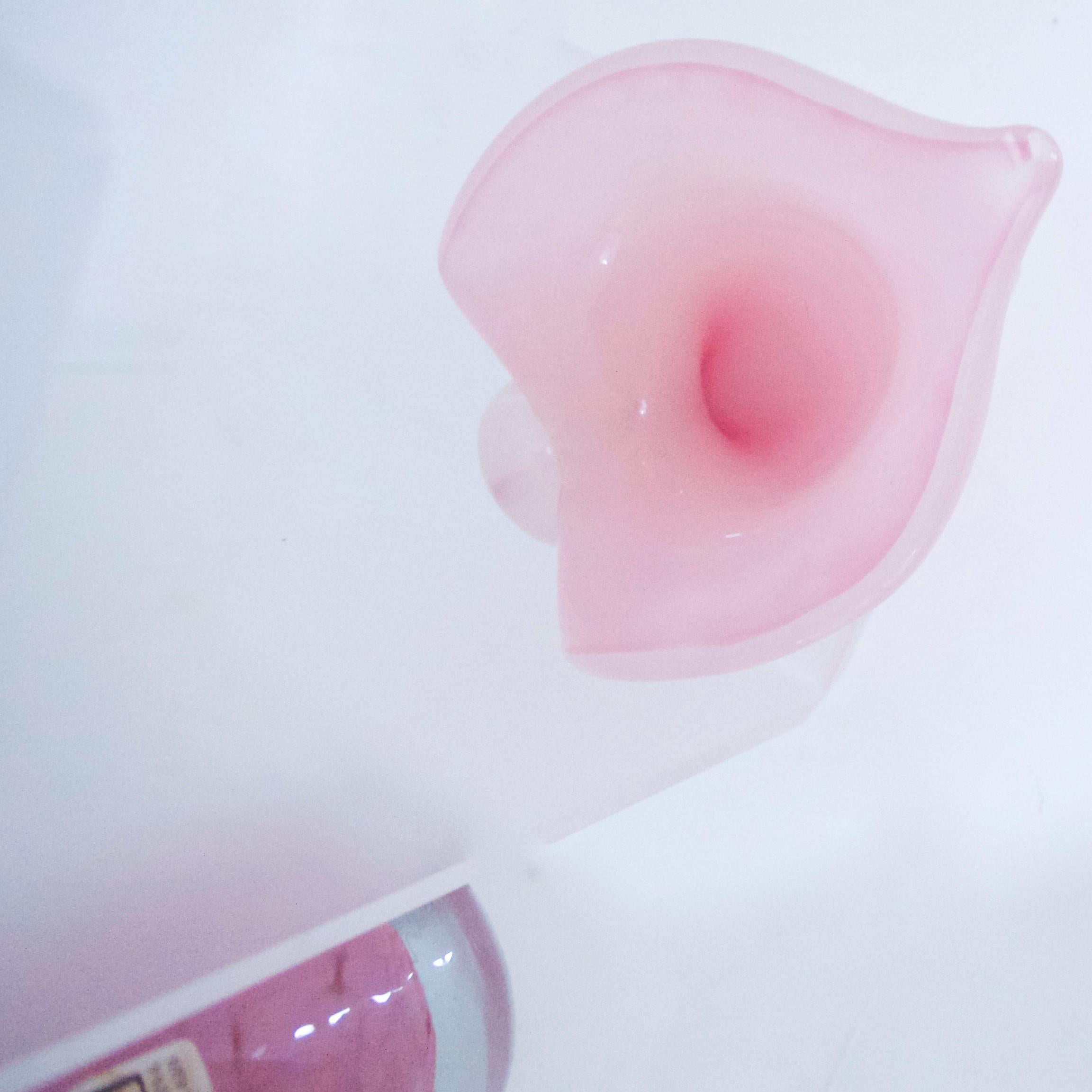 Art Glass Pink Alabaster Conch hells by Archimedes Seguso with Small Mdina Vase For Sale