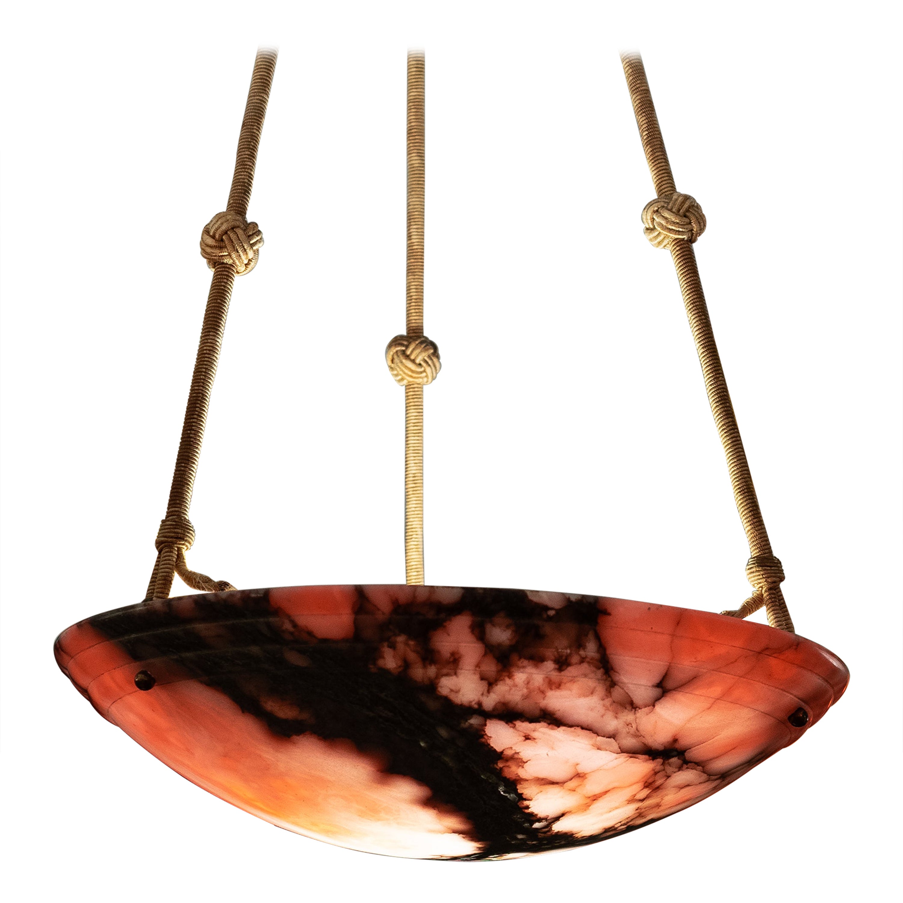 Pink Alabaster Light Fixture, Sweden 1920