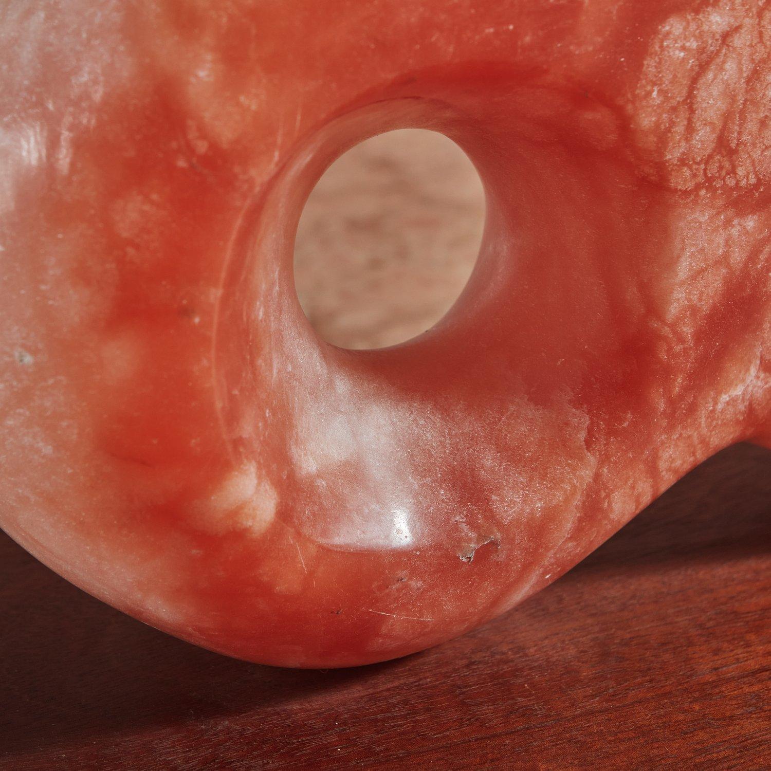 Pink Alabaster Sculpture on Wooden Base by Suzanne Sumner  In Good Condition In Chicago, IL