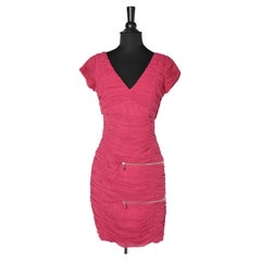 Pink all draped and zipped dress Lipsy London 