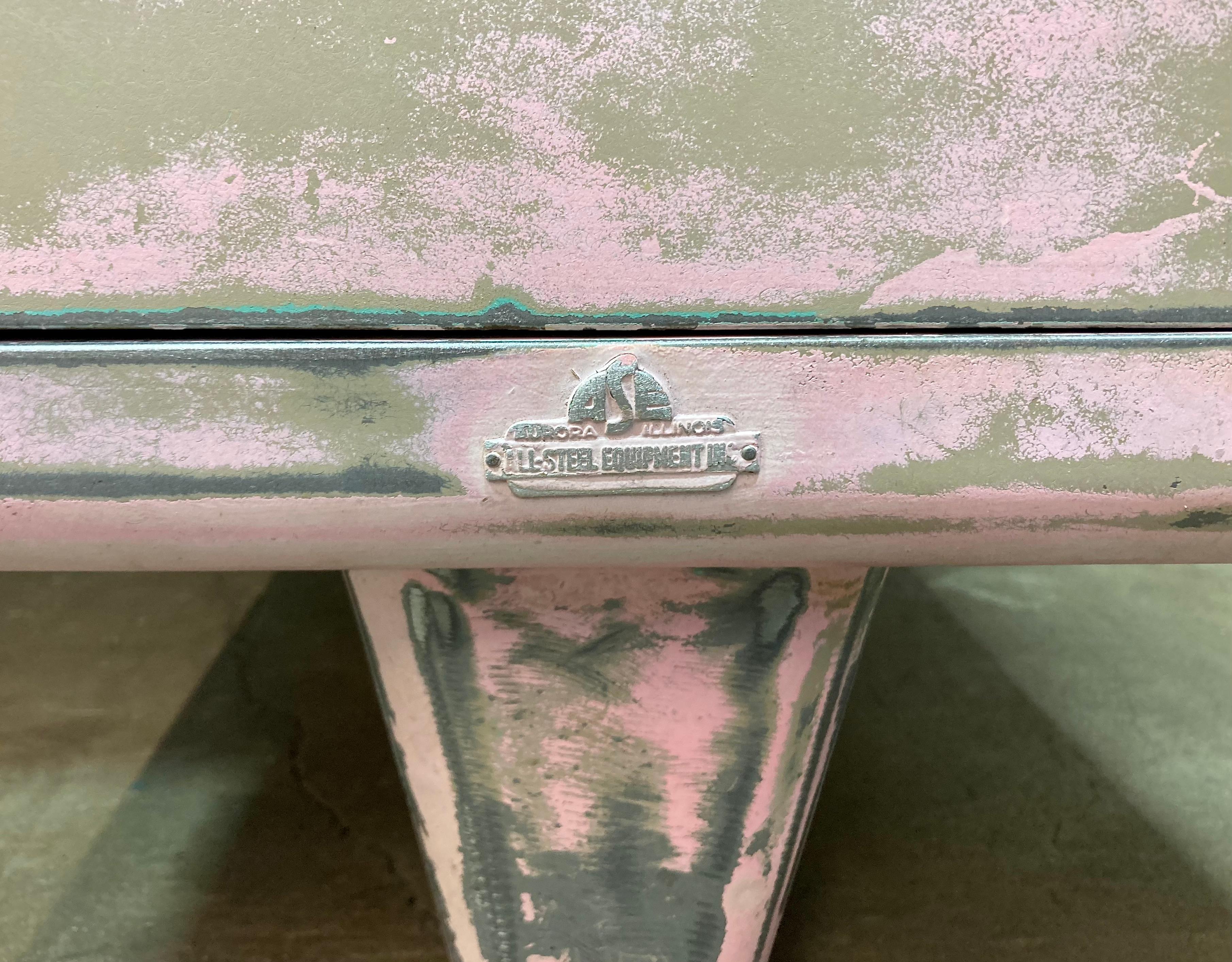 American Pink Allsteel Bumper Top Desk For Sale