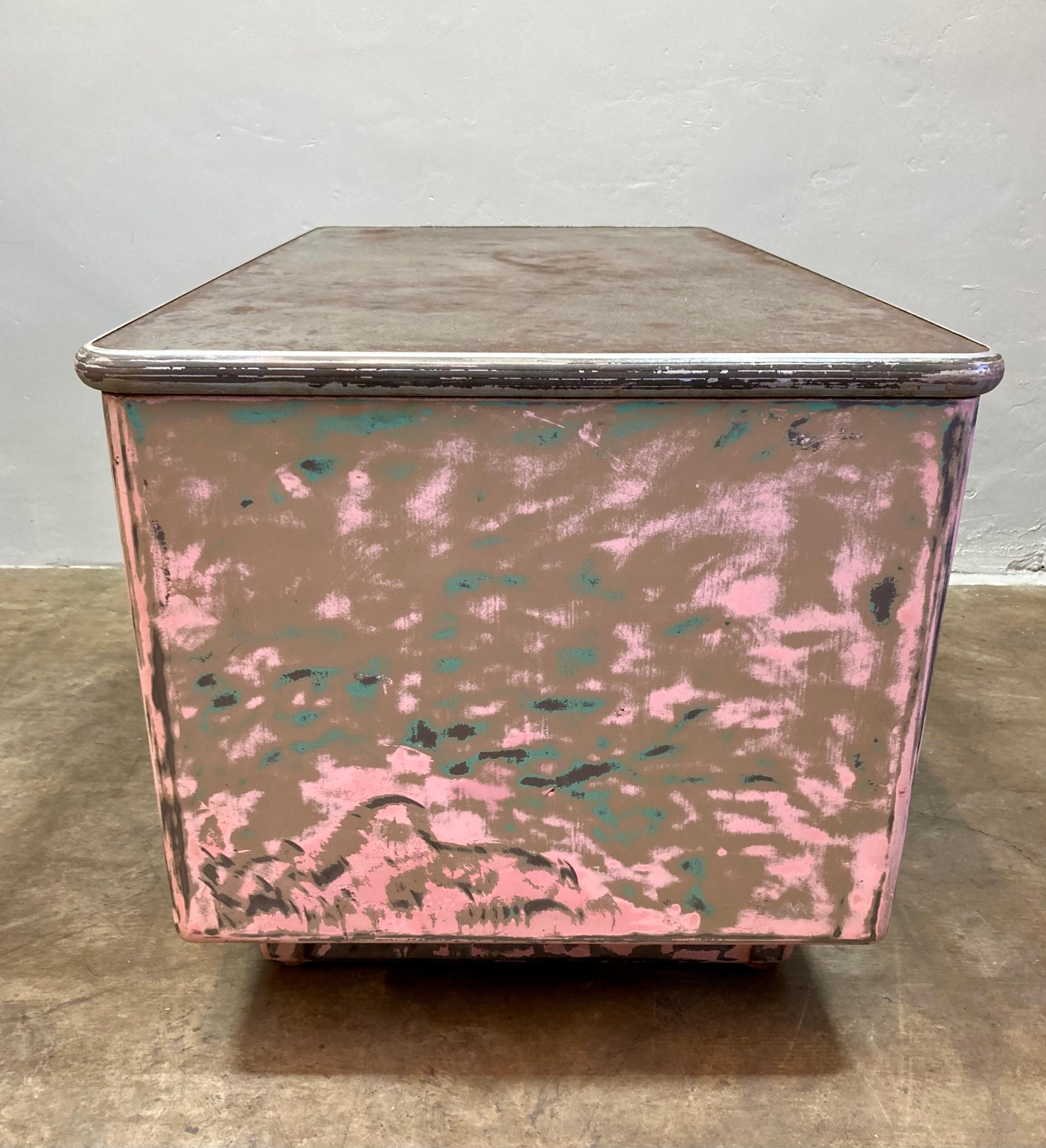 Steel Pink Allsteel Bumper Top Desk For Sale
