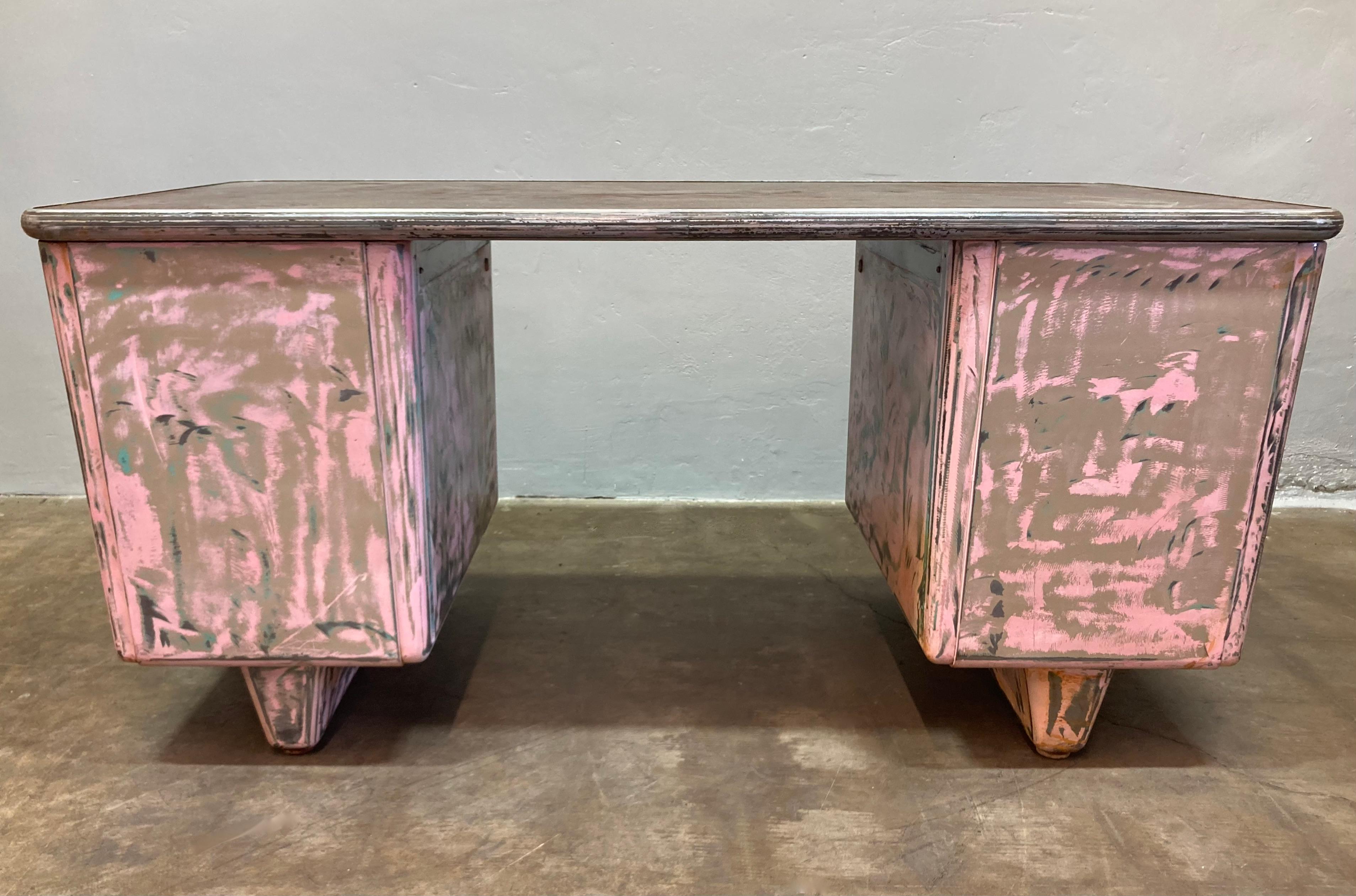 Pink Allsteel Bumper Top Desk For Sale 1