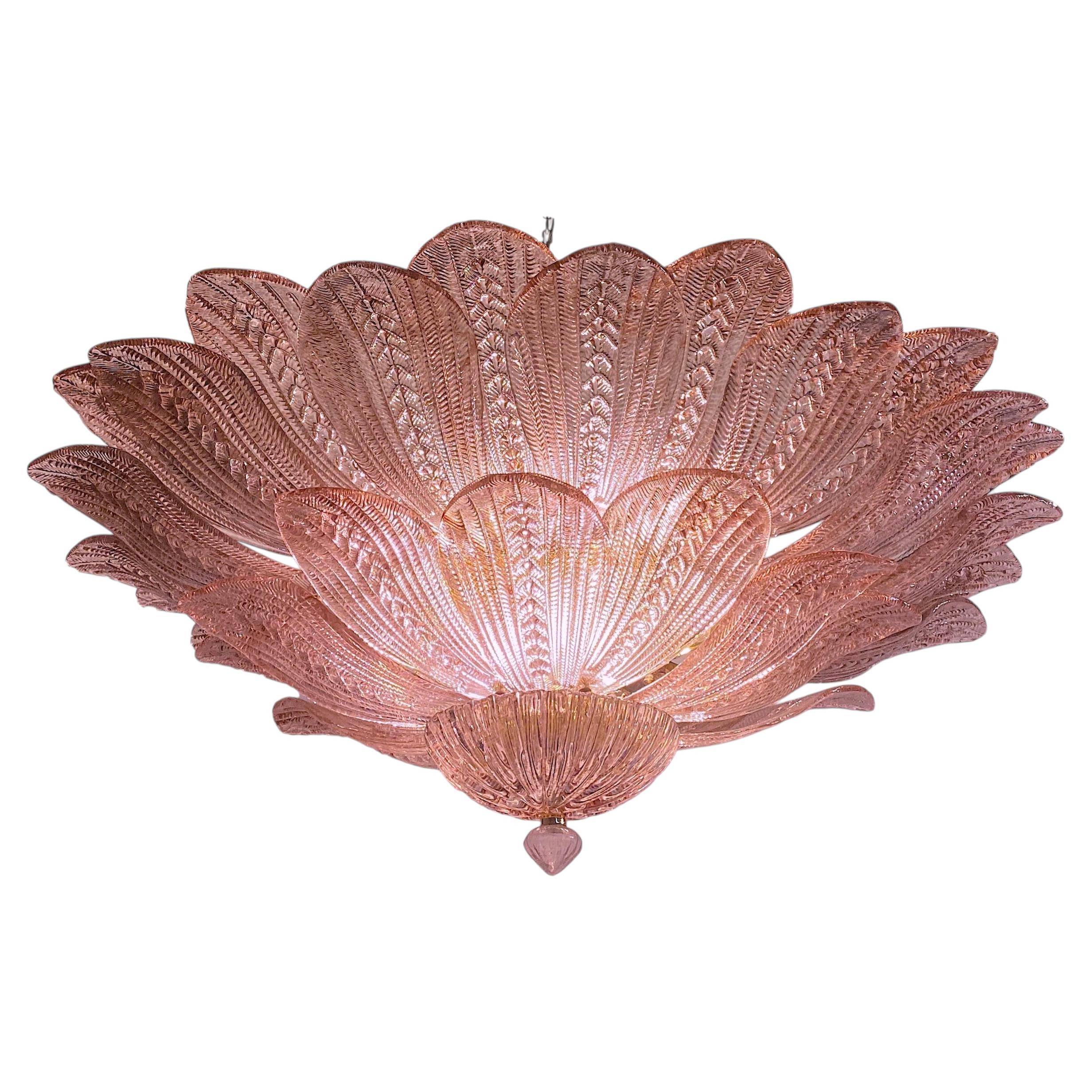 Pink Amethyst Amazing Murano Glass Leave Ceiling Light or Chandelier
