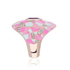Ring aus 14 Karat Roségold mit rosa Amethyst und Diamant in Rosa für Charismas Gift